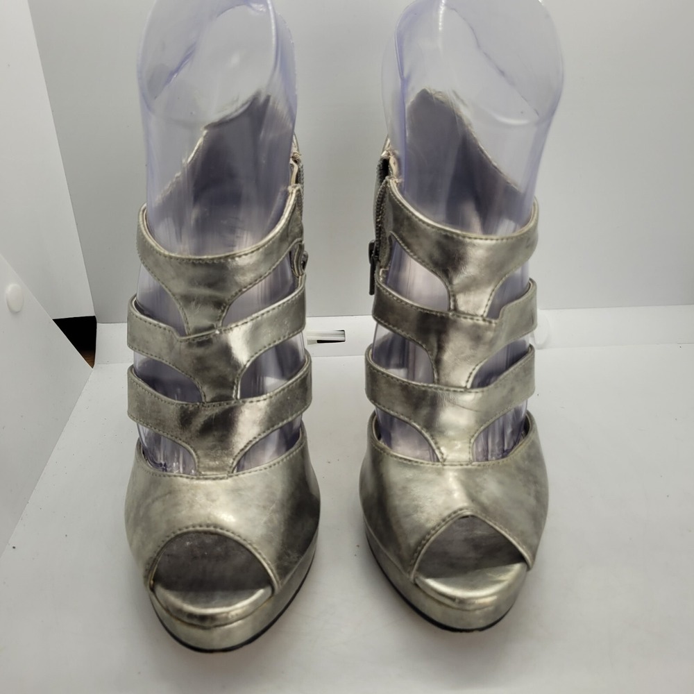 City Street Shoes Heels Silver Womens SZ7 M
